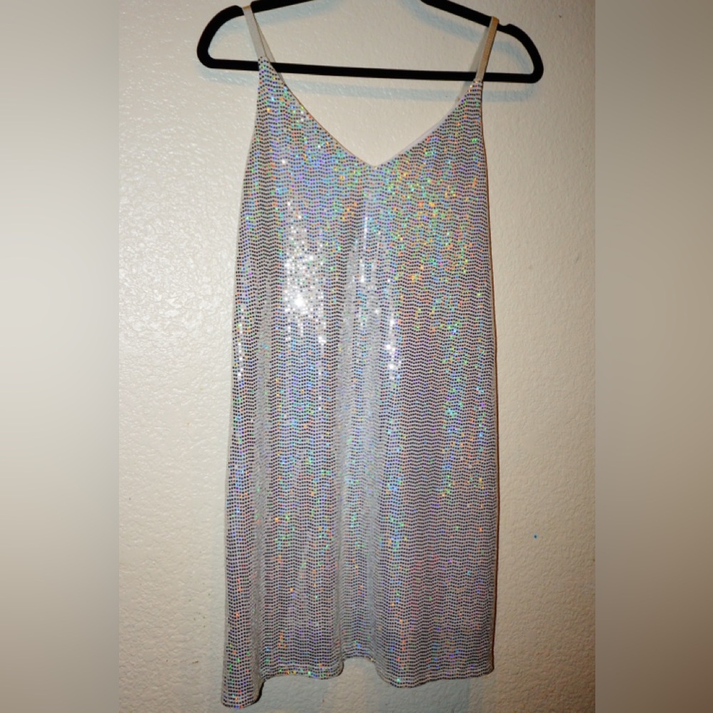 Y2K Vintage Candies Silver Holographic Sequin Dress
